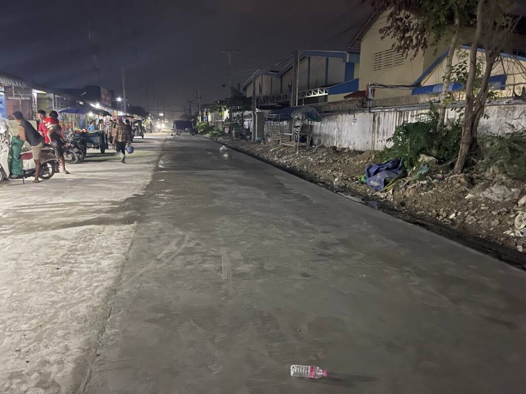 Damaged concrete road