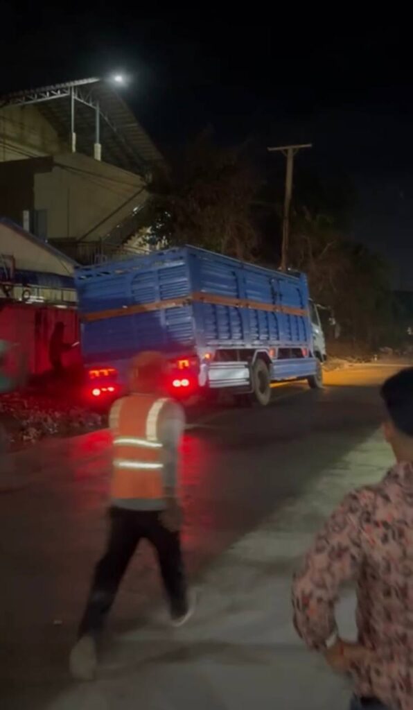 Road damage from truck