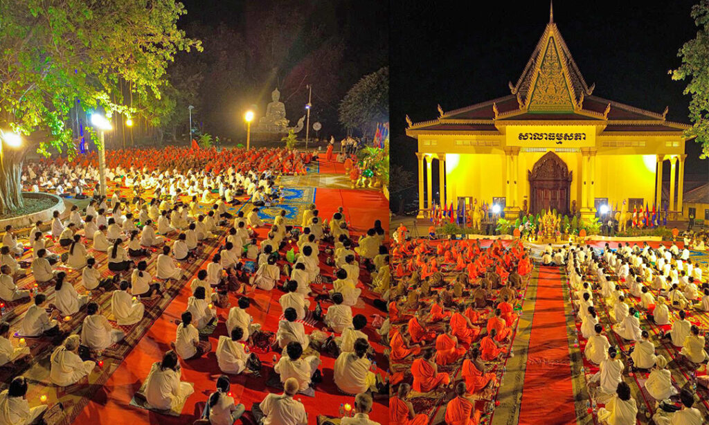 1,250 Buddhist monks and about 500 lay Buddhists gathered Sunday evening.