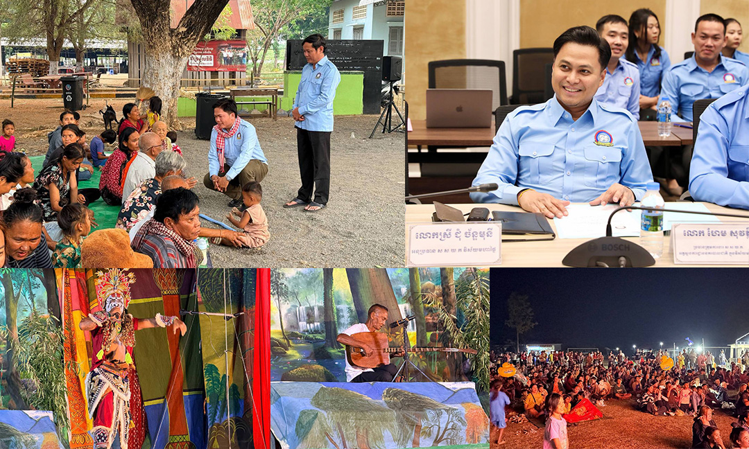 លោក ហែម សុវត្ថិ ចាត់តំណាងនាំយកក្រុមសិល្បះ ចាប៉ីដងវែង និងល្ខោនបាសាក់សម្តែងជូនជន​ភៀស​សឹកនៅឃុំប្រម៉ោយ ស្រុកវាលវែង