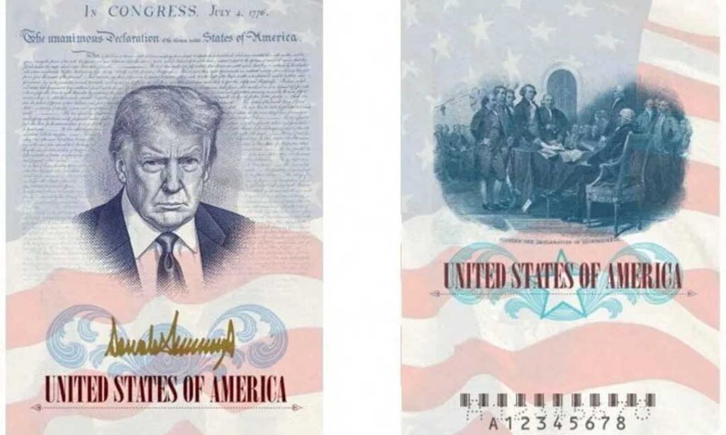 លិខិតឆ្លងដែនអាមេរិកស៊េរីថ្មី មានរូបលោក ដូណាល់ ត្រាំ