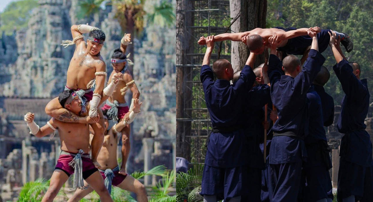 សង្ឃ​សៅលិញ ១៦ អង្គ និង​អ្នក​គុន​ល្បុក្កតោ ៤៥ នាក់​សម្តែងមហោ​ស្រព​ក្បាច់​គុន​ នៅ​ប្រាសាទ​បាយ័ន