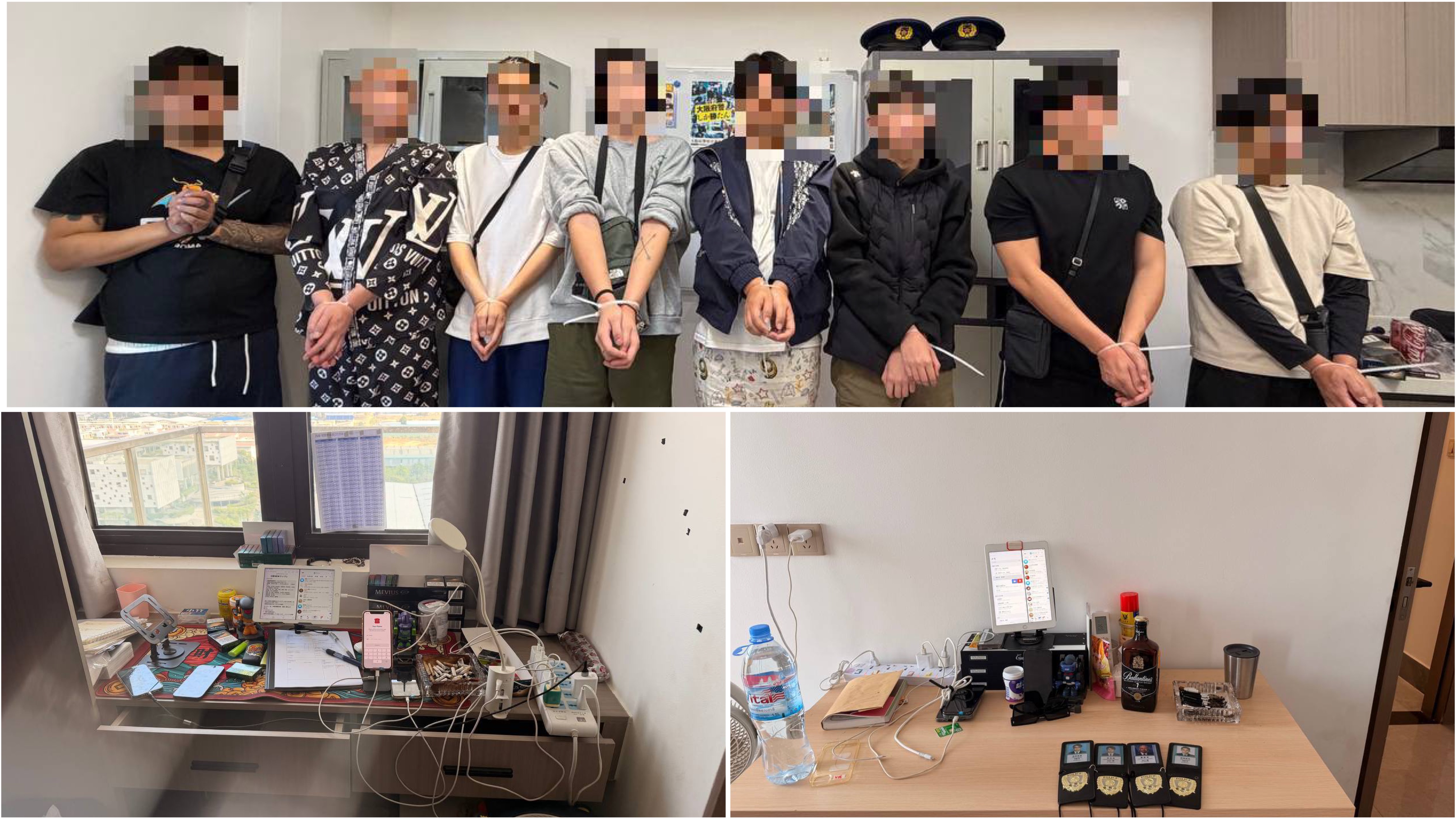 សមត្ថកិច្ចបង្ក្រាបទីតាំងឆបោកតាមអនឡាញនៅក្នុងបន្ទប់ខុនដូ អគារ JD Polman ឃាត់ខ្លួនជនបរទេស៨នាក់