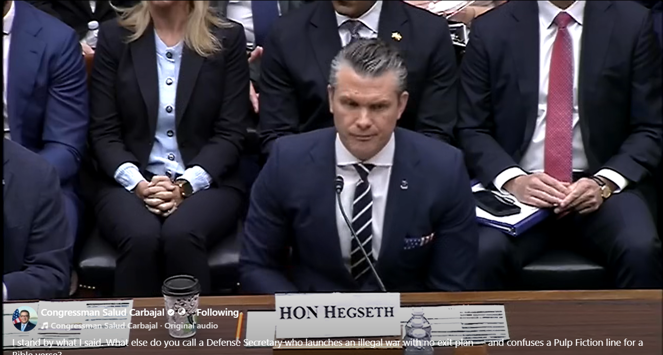 តំណាងរាស្រ្ត​អាមេរិក ហៅ​​ រដ្ឋមន្ត្រី​ការ​ពារជាតិ​ Pete Hegseth «អសមត្ថភាព»​