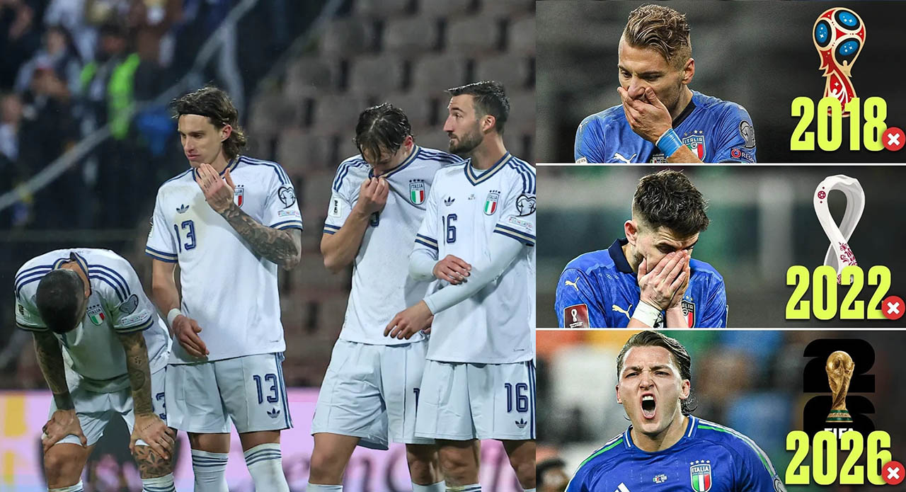 អ៊ីតាលី ដុន​ដាប​ខ្លាំង ដោយ​​ ១២ ឆ្នាំ​ចុង​ក្រោយ​មិន​បាន​ឡើង World Cup ជុំ​ចុង​ក្រោយ