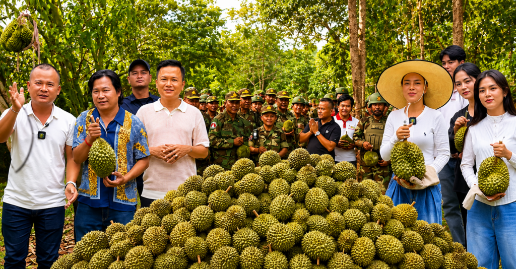 ឧកញ៉ា យឹម តាស្រង់ ដឹកនាំគ្រឿងឧបភោគ និងទុរេន ៥តោន ជូនដល់វីរកងទ័ព