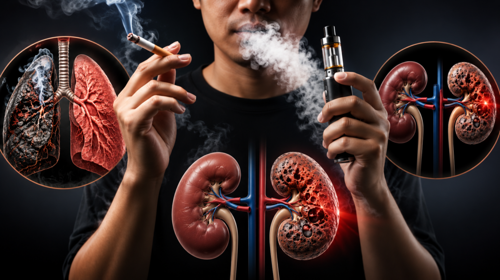 តិចអត់ដឹង! ជក់បារី​ ឬ Vape មិនប៉ះពាល់តែសួត-បេះដូងទេ បំផ្លាញទាំងតម្រងនោមទៀត