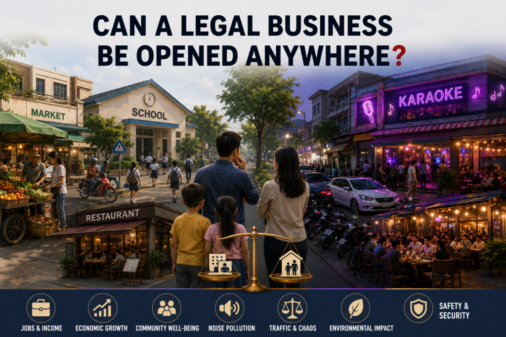 បទវិចារណកថា៖ តើអាជីវកម្មស្របច្បាប់ អាចបើកបានគ្រប់ទីកន្លែងមែន